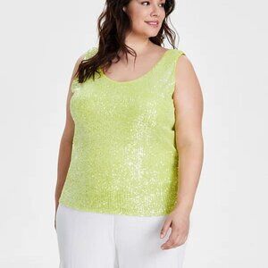 Anne Klein Plus Size Sequin Mesh Tank Top – Lime – 3X – NWT